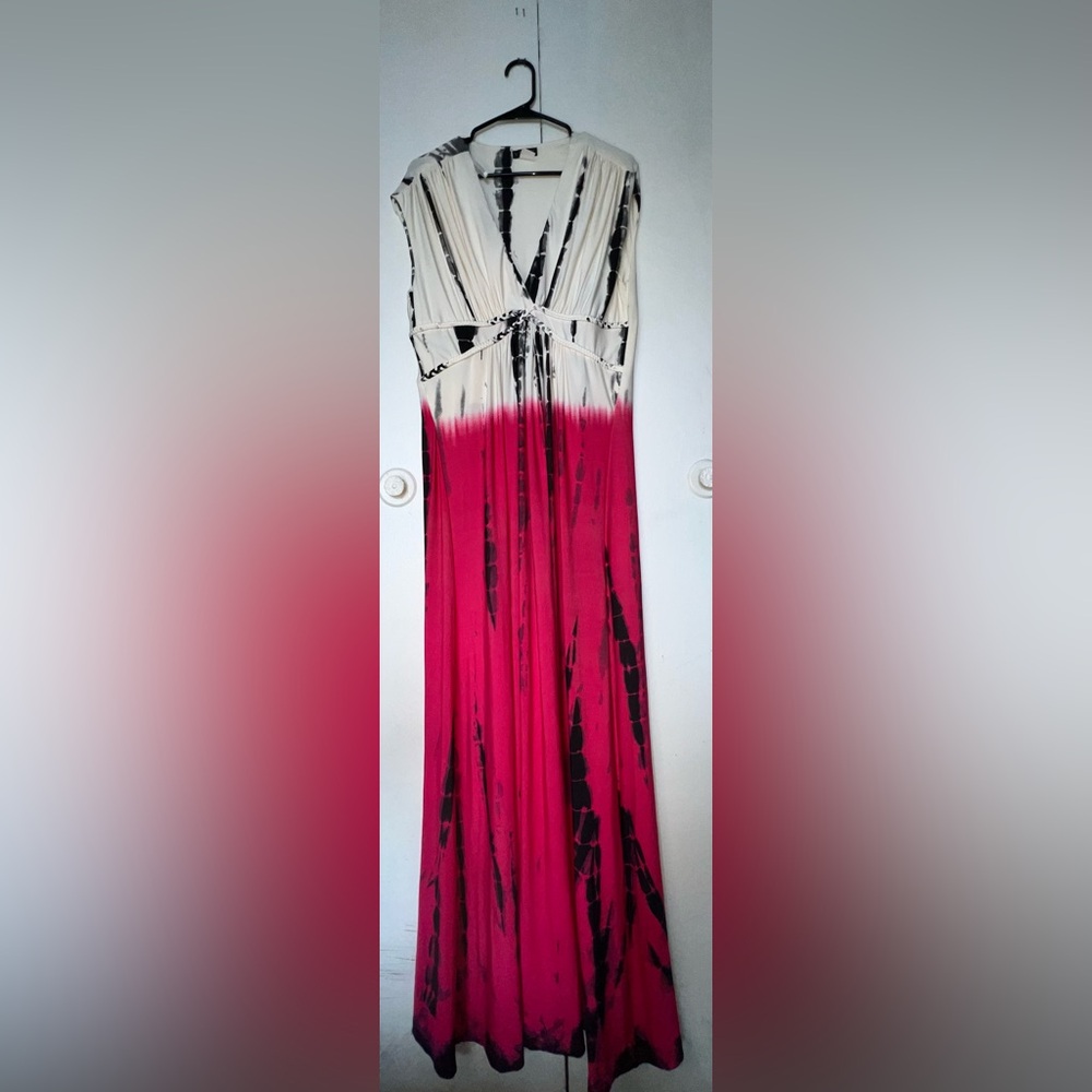 Venus Pink/Black tie Sleeveless Wedding guest Maxi dress Size XL